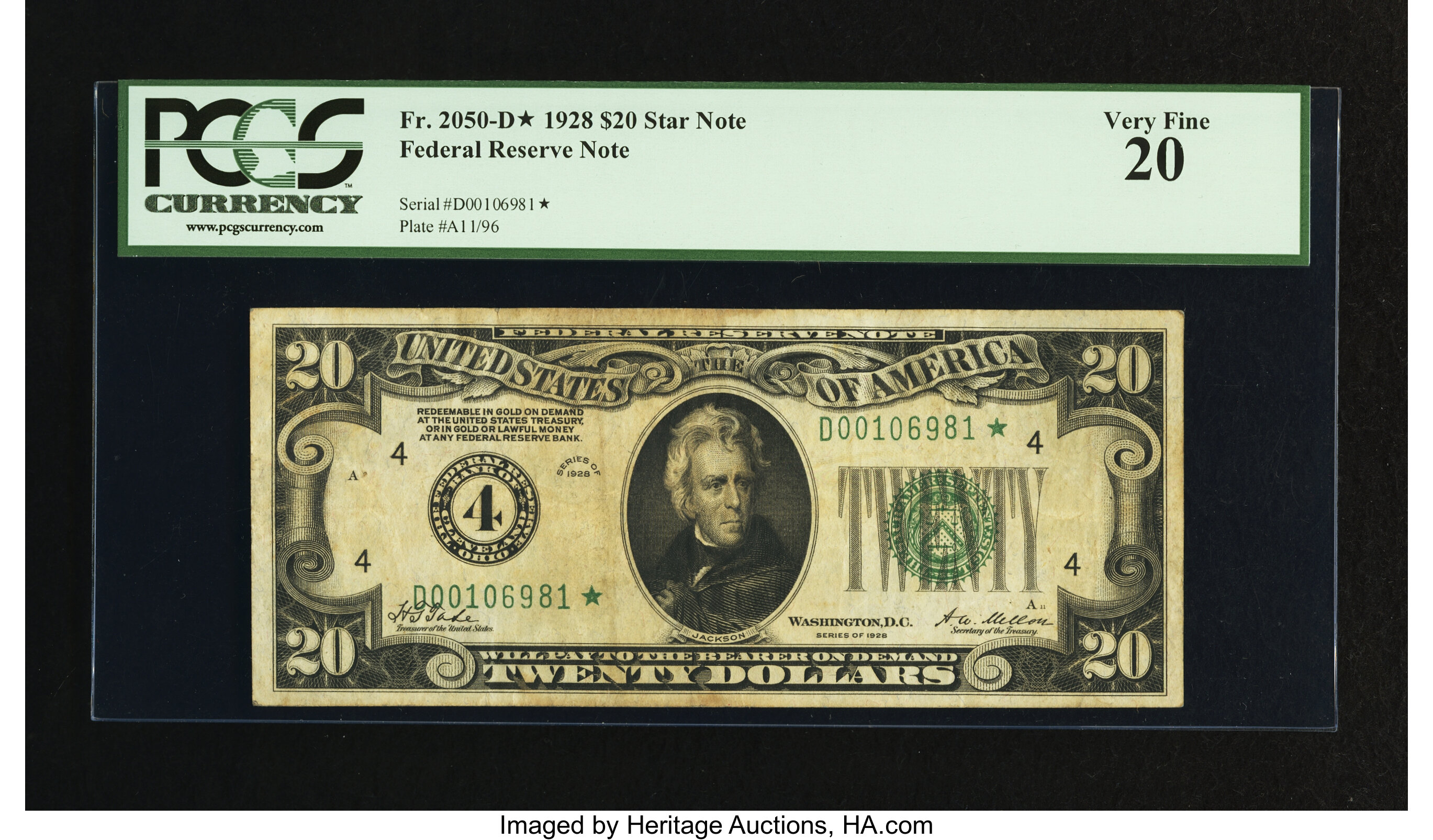 image for: Fr. 2050-D* $20 1928 Federal Reserve Star Note. PCGS Very Fine 20....