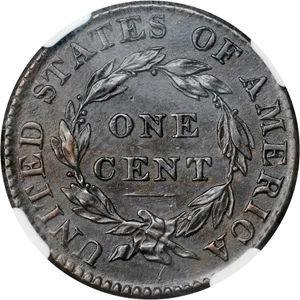 image for: 1823 Matron Head Cent. N-2. Rarity-2. Noyes Die State C. AU-50 BN (NGC).