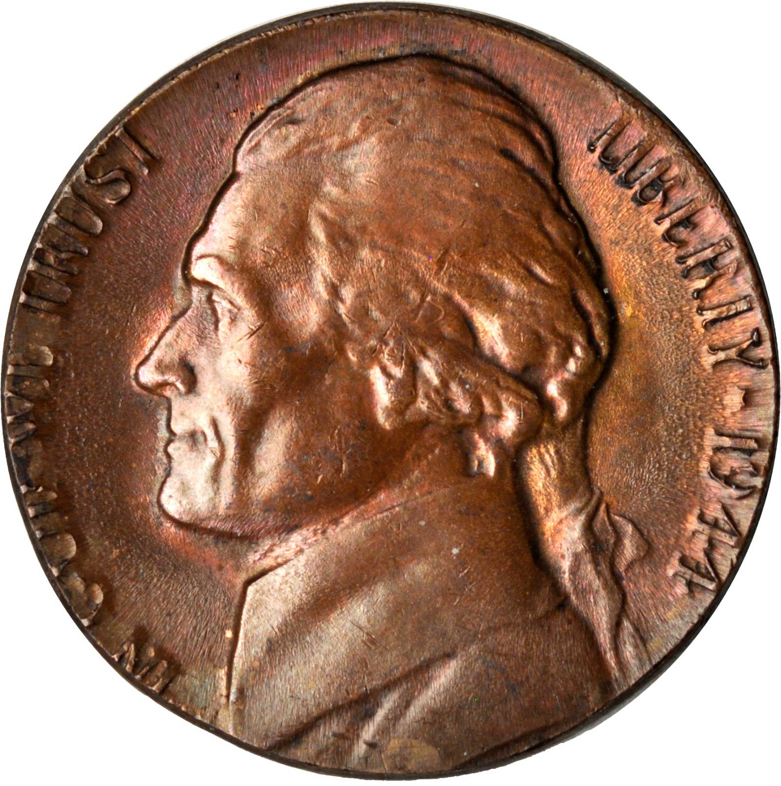 1944-P Jefferson Nickel--Struck on a Cent Planchet--MS-60 BN (Uncertified).