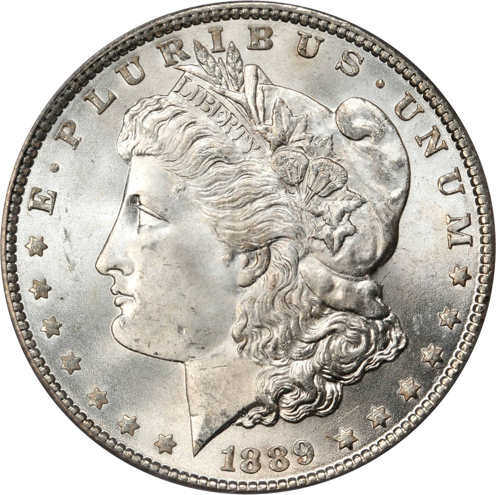 image for: 1889 Morgan Silver Dollar. VAM-16. Hot 50 Variety. Doubled Ear. MS-66 (PCGS).