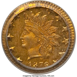 image for: 1876 50C Indian Round 50 Cents, BG-1065, R.5, MS64 PCGS. PCGS Population (9/4). NGC Census: (1/0). (#10894)...