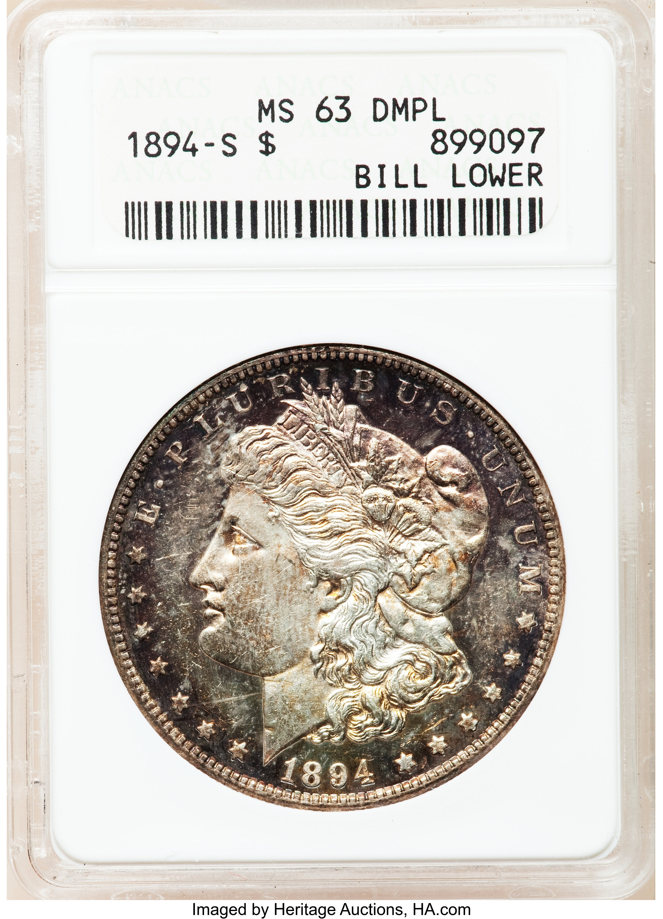 image for: 1894-S $1 MS63 Deep Mirror Prooflike ANACS....