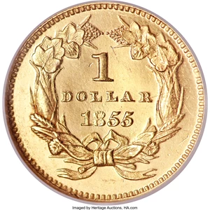 image for: 1855 G$1 PR62 Cameo NGC....