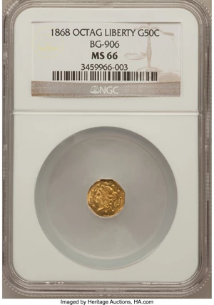 image for: 1868 50C Liberty Octagonal 50 Cents, BG-906, High R.4, MS66 NGC....