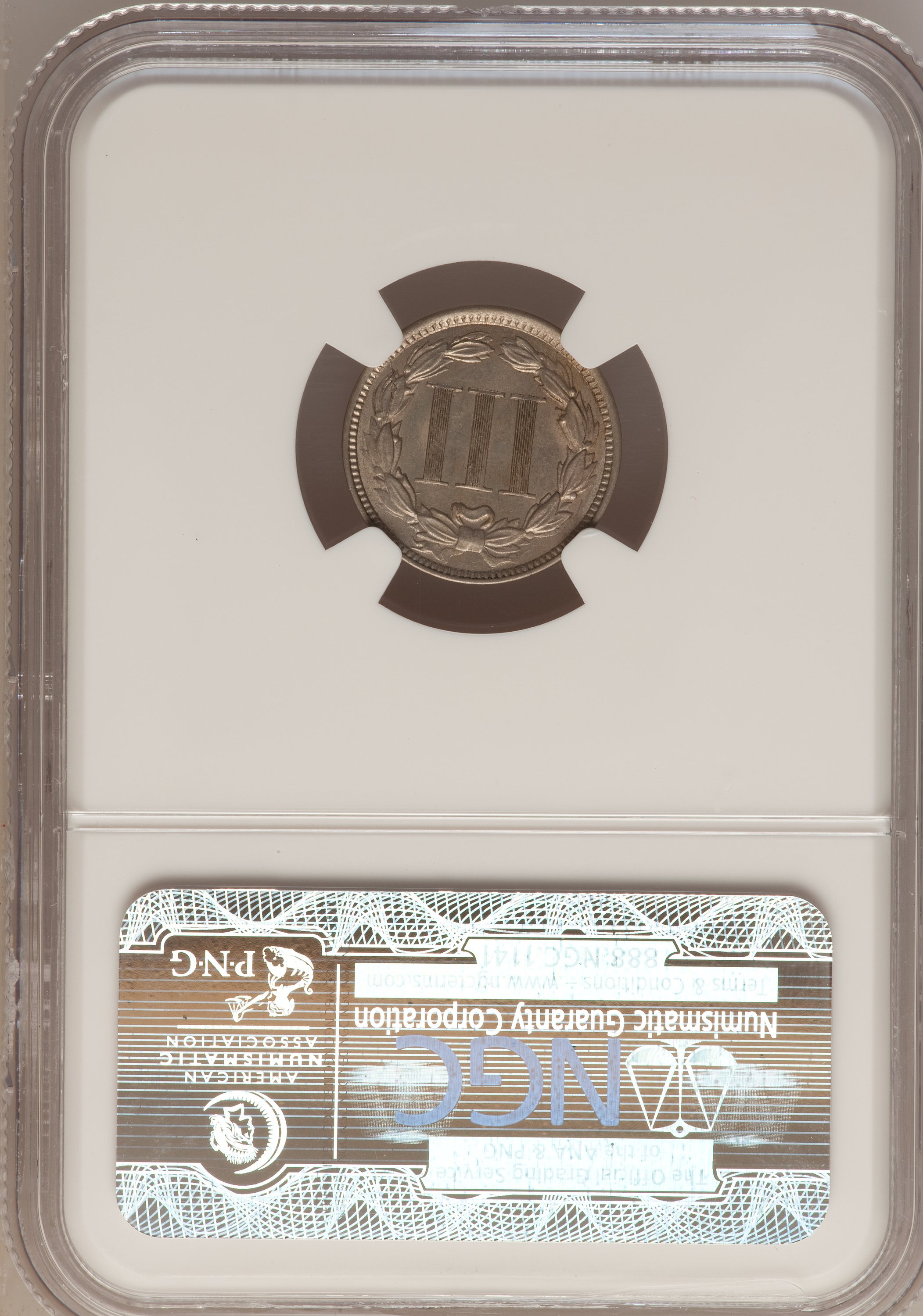 1868 3cN MS61 CAC thumbnail 3