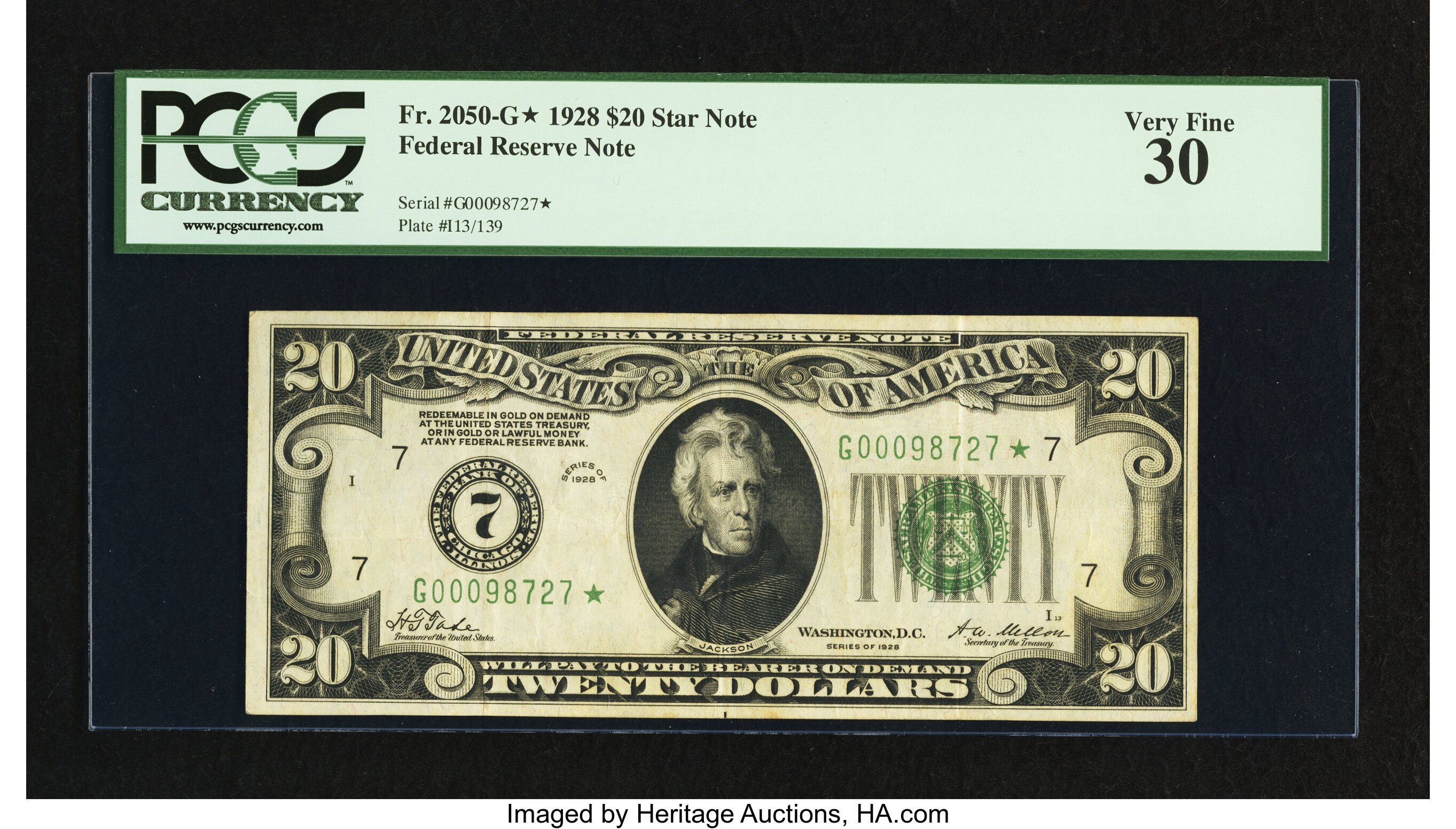 image for: Fr. 2050-G* $20 1928 Federal Reserve Note. PCGS Very Fine 30....