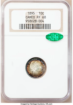 image for: 1895 10C PR68 Cameo NGC. CAC....