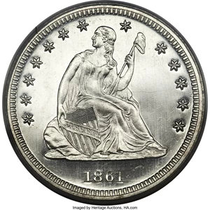 image for: 1861 25C PR66 Cameo PCGS....