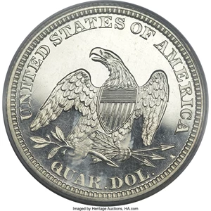 image for: 1861 25C PR66 Cameo PCGS....