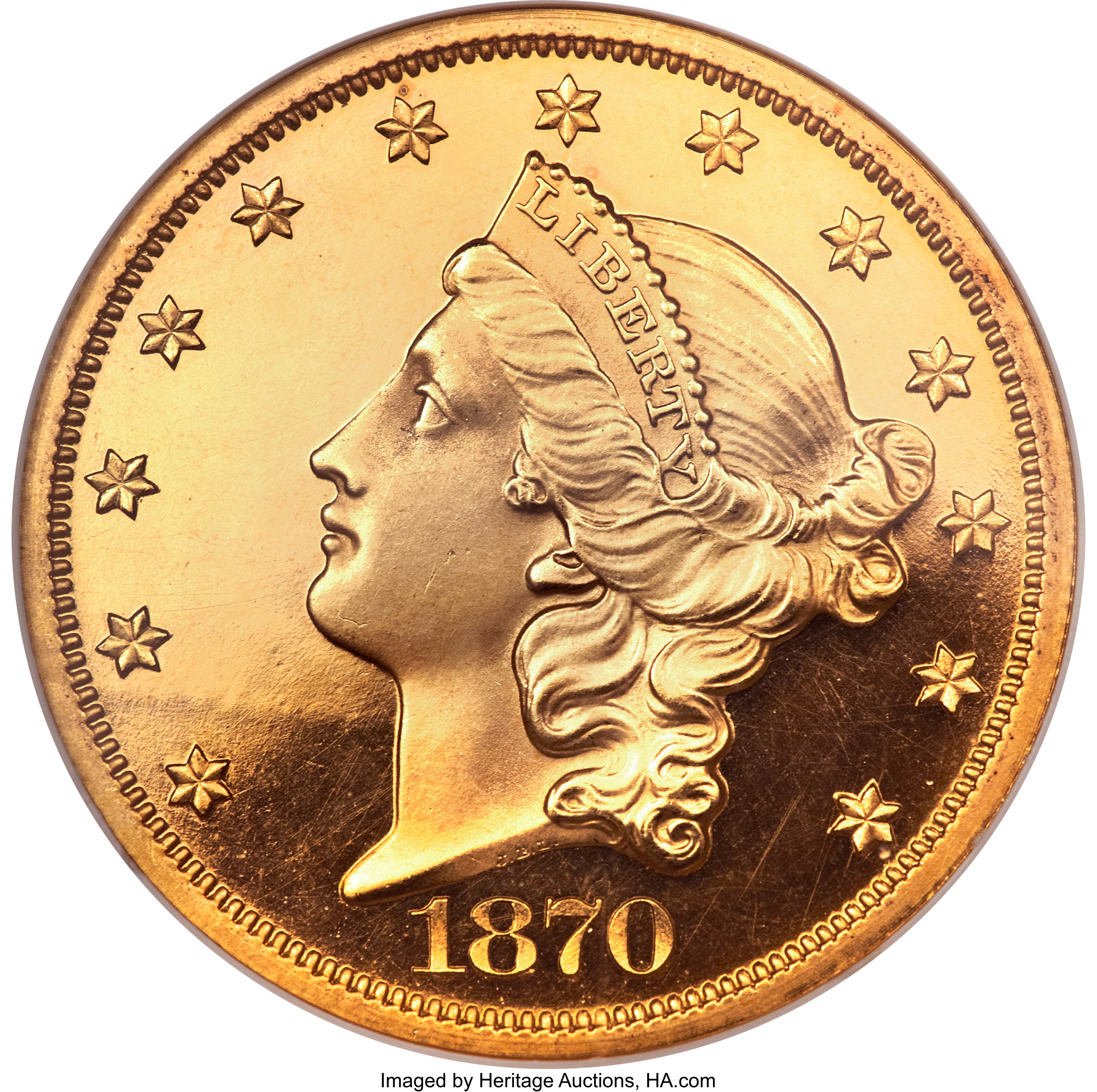 image for: 1870 $20 PR65 Ultra Cameo NGC. CAC....