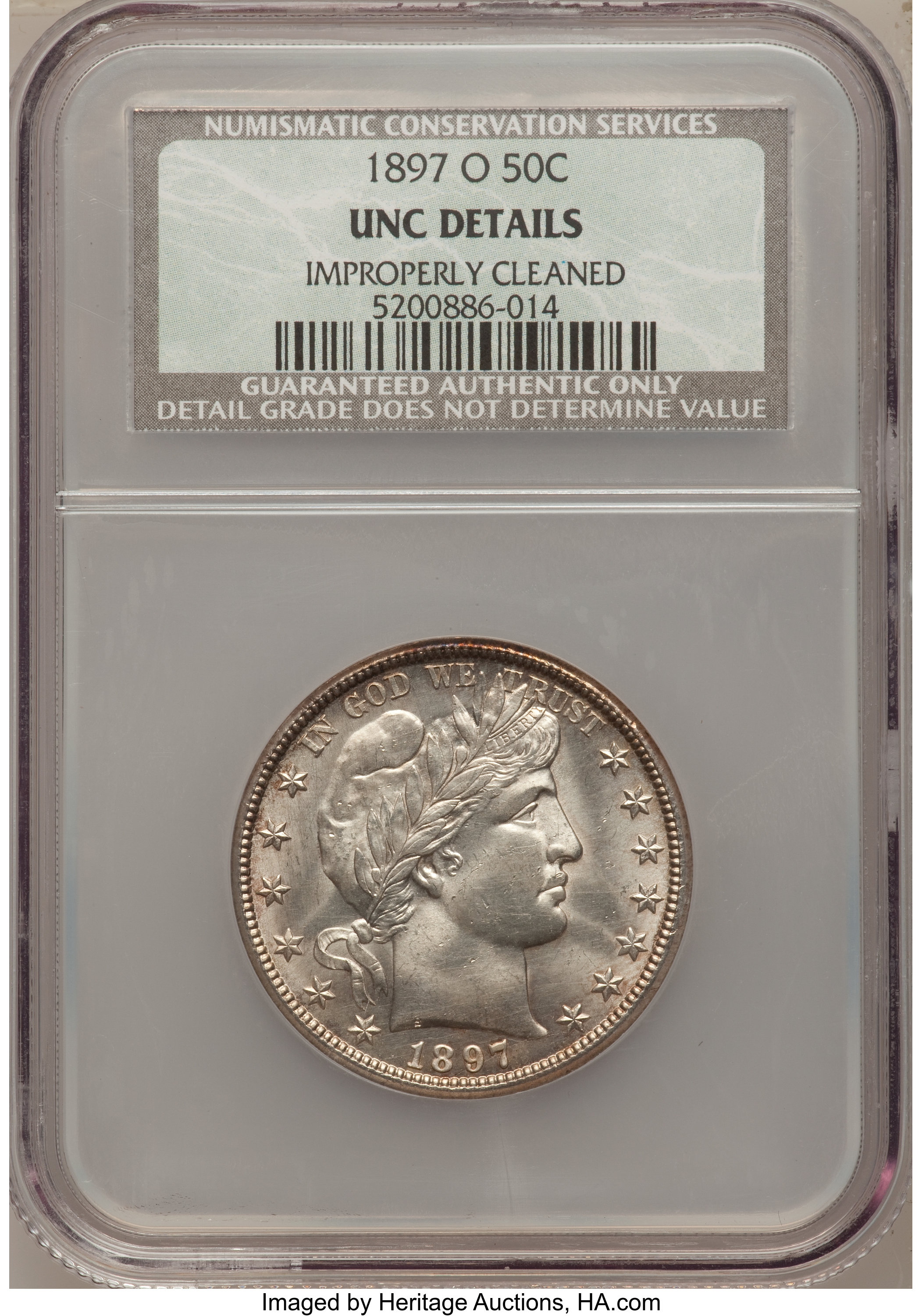 1897-O 50C -- Improperly Cleaned -- NCS. Unc. Details. ...