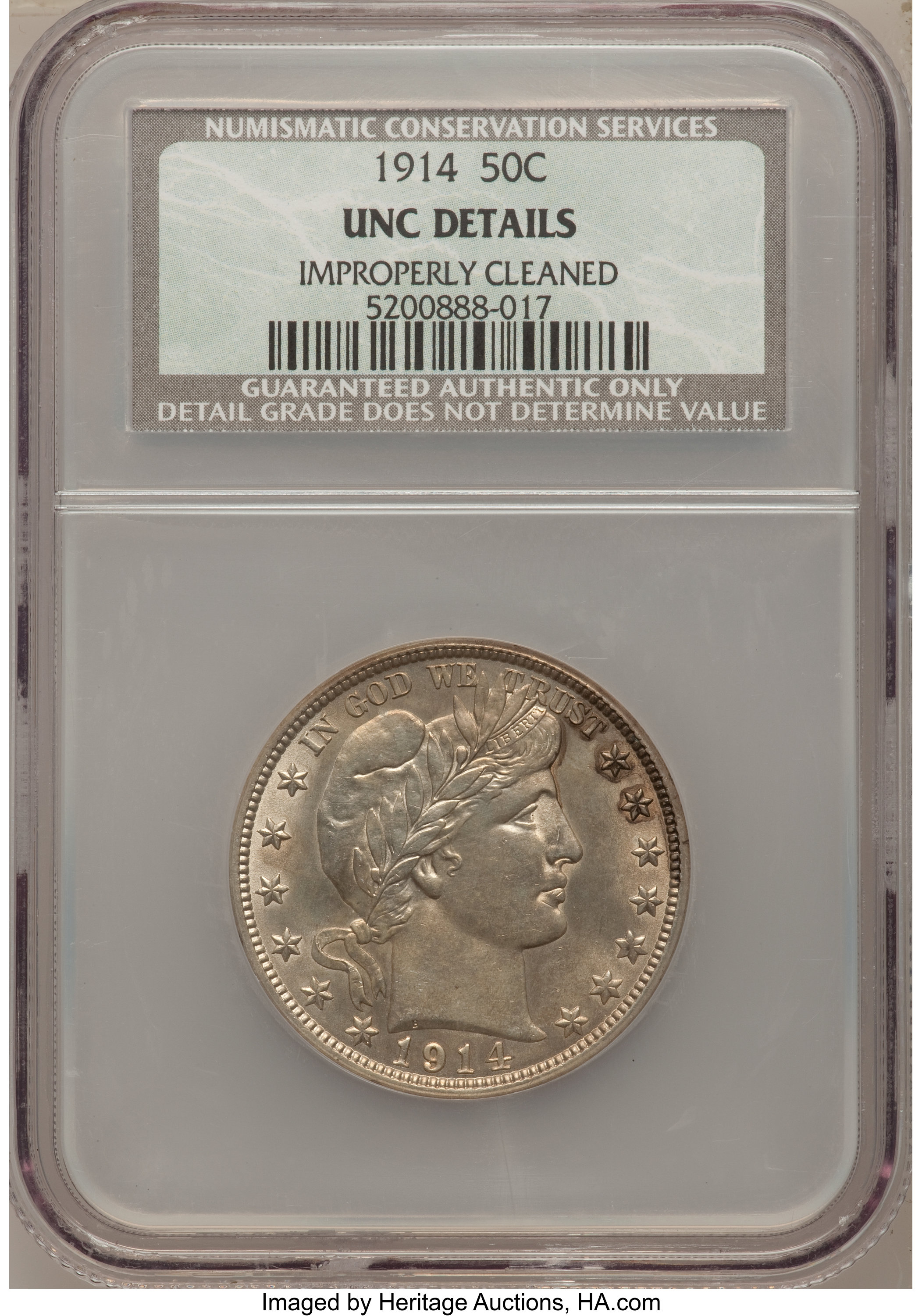 1914 50C -- Improperly Cleaned -- NCS. Unc. Details. ...