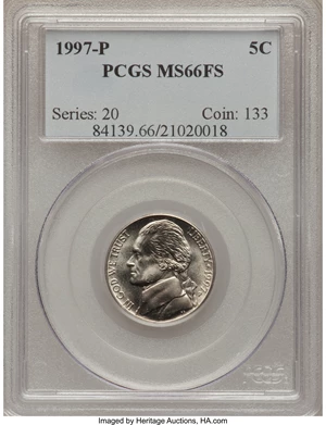 image for: 1997-P 5C MS66 Full Steps PCGS. PCGS Population (50/12). NGC Census: (1/0). (#84139)...