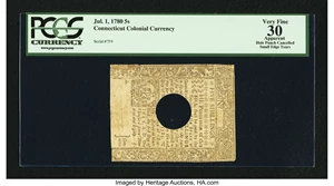 image for: Connecticut July 1, 1780 5s PCGS Apparent Very Fine 30....