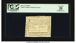 image for: North Carolina July 14, 1760 30s PCGS Apparent Very Fine 30....