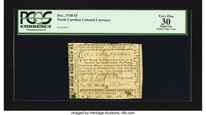 image for: North Carolina December, 1768 £5 PCGS Apparent Very Fine 30....