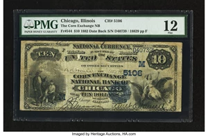 image for: Chicago, IL - $10 1882 Date Back Fr. 544 The Corn Exchange NB Ch. # (M)5106...