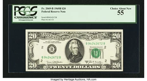 image for: Fr. 2069-B $20 1969B Federal Reserve Note. PCGS Choice About New 55....