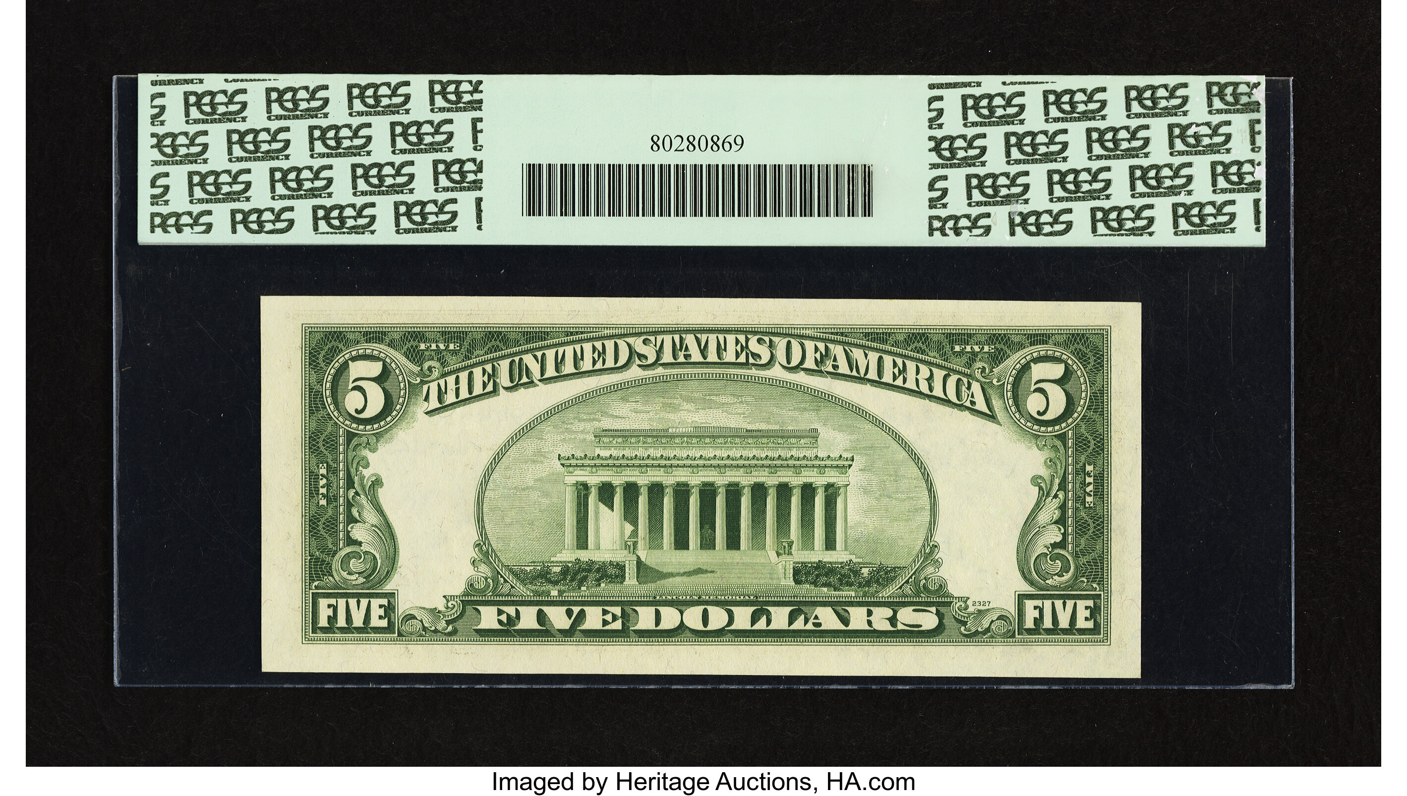 image for: Fr. 1966-L* $5 1950E Federal Reserve Note. PCGS Choice About New 58....