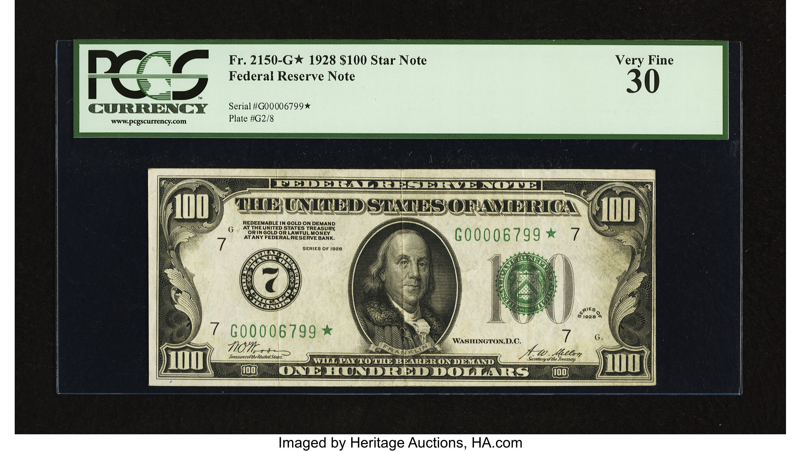 image for: Fr. 2150-G* $100 1928 Federal Reserve Note. PCGS Very Fine 30....
