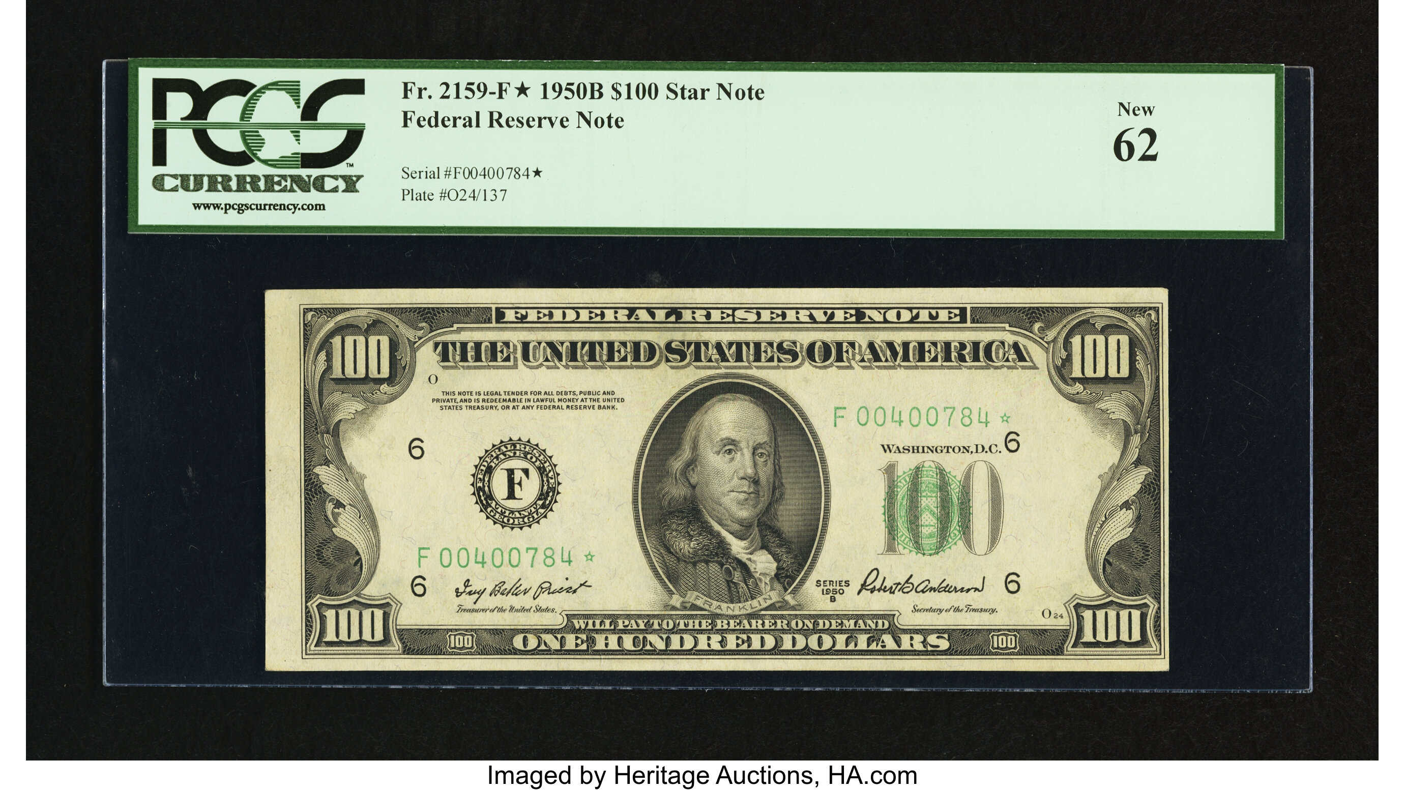 image for: Fr. 2159-F* $100 1950B Federal Reserve Note. PCGS New 62....