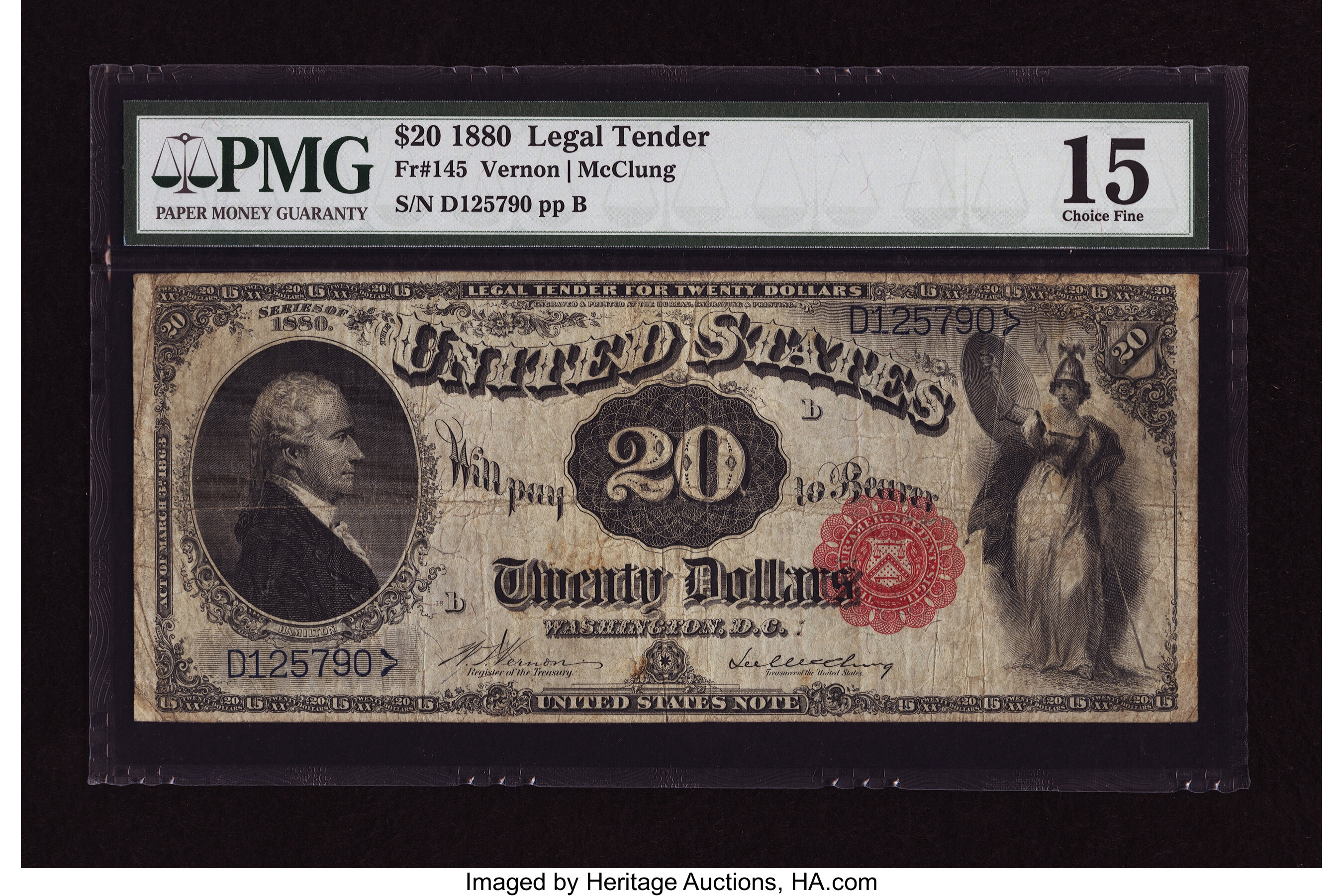 image for: Fr. 145 $20 1880 Legal Tender PMG Choice Fine 15....