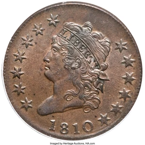 image for: 1810 1C MS62 Brown PCGS. CAC. S-284, B-5, R.3. ...