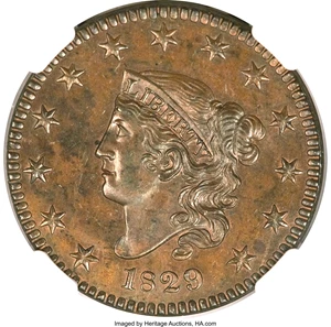 image for: 1829 1C PR64 Brown NGC. N-6, R.6 as a Proof....