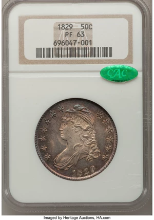 image for: 1829 50C PR63 NGC. CAC. O-111a, Unique as a Proof....