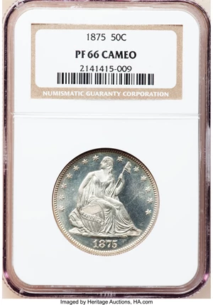 image for: 1875 50C PR66 Cameo NGC....