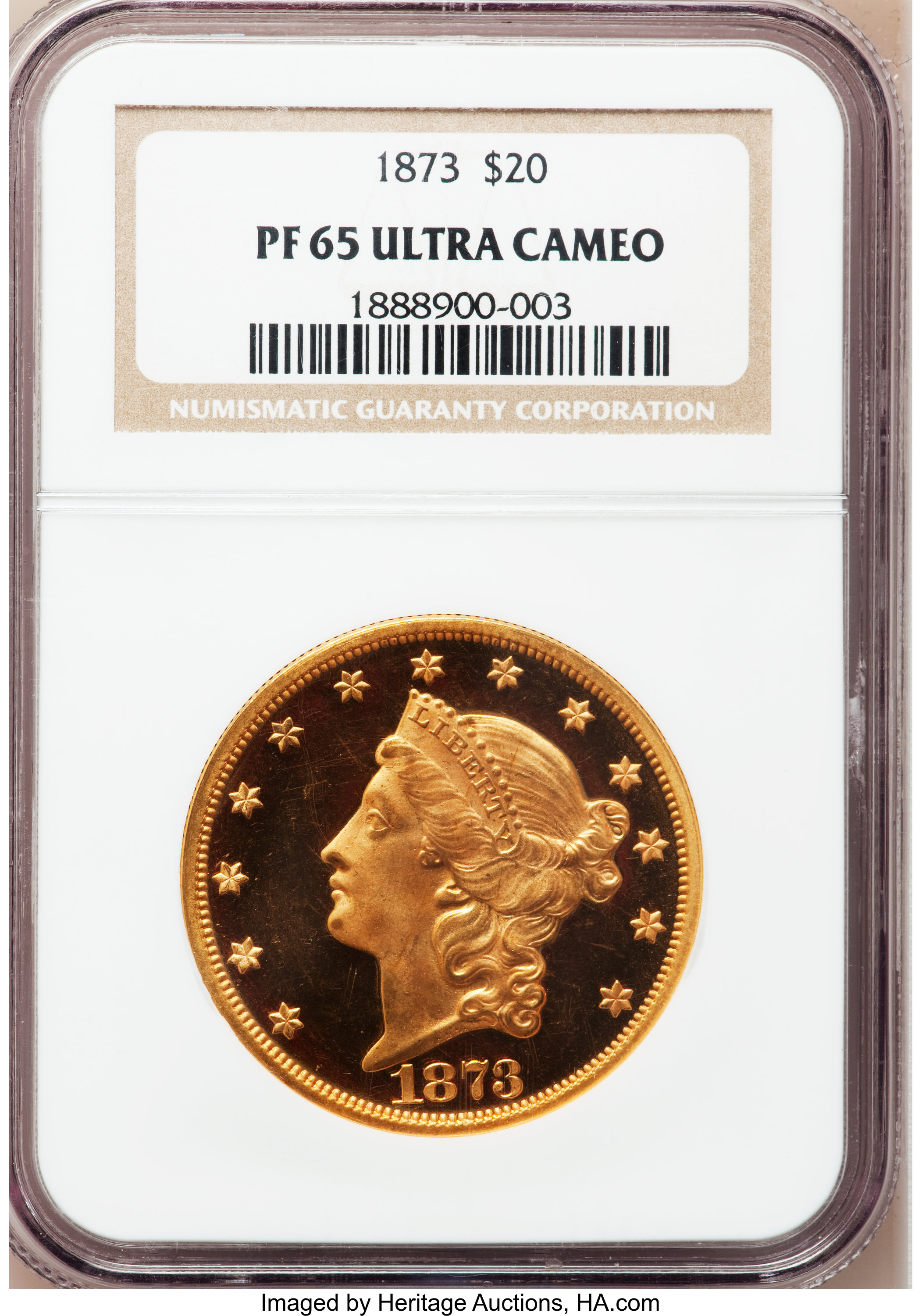 image for: 1873 $20 Closed 3 PR65 Ultra Cameo NGC....