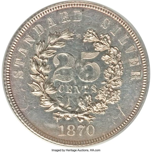 image for: 1870 25C Standard Silver Quarter Dollar, Judd-918, Pollock-1022, Low R.7, PR62 PCGS....