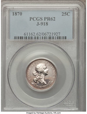 image for: 1870 25C Standard Silver Quarter Dollar, Judd-918, Pollock-1022, Low R.7, PR62 PCGS....