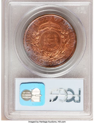 image for: 1879 $1 Metric Dollar, Judd-1619, Pollock-1814, R.6-7, PR63 Red and Brown PCGS....