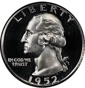 image for: 25C 1952 PCGS PR67 DCAM
