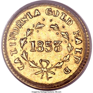 image for: 1853 50C Liberty Round 50 Cents, BG-420, Low R.7, MS62 PCGS....