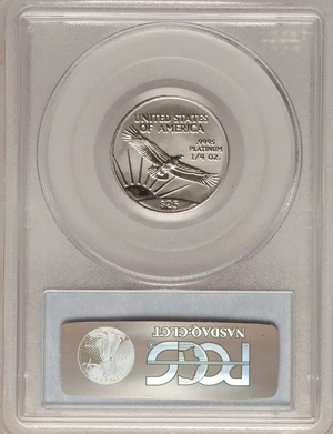 image for: 2001 P$25 Quarter-Ounce Platinum Eagle MS69 PCGS. PCGS Population (1141/5). NGC Census: (1363/44). Mintage: 21,815. Numisme...
