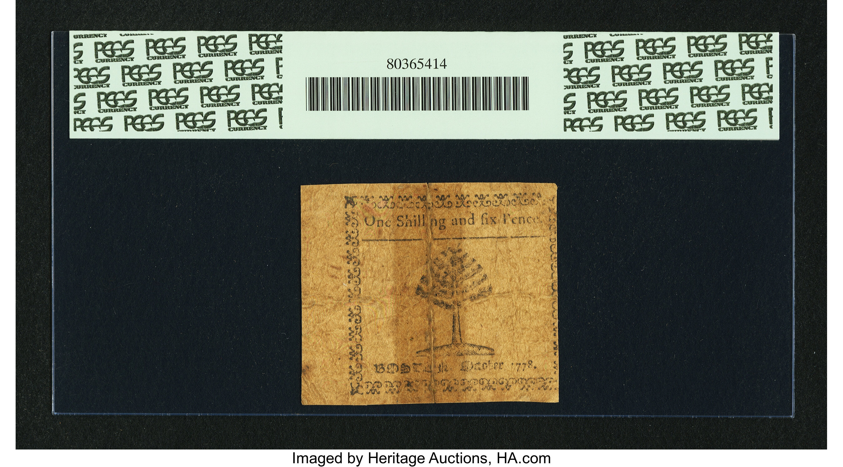 image for: Massachusetts October 16, 1778 1s 6d PCGS Apparent Fine 15....