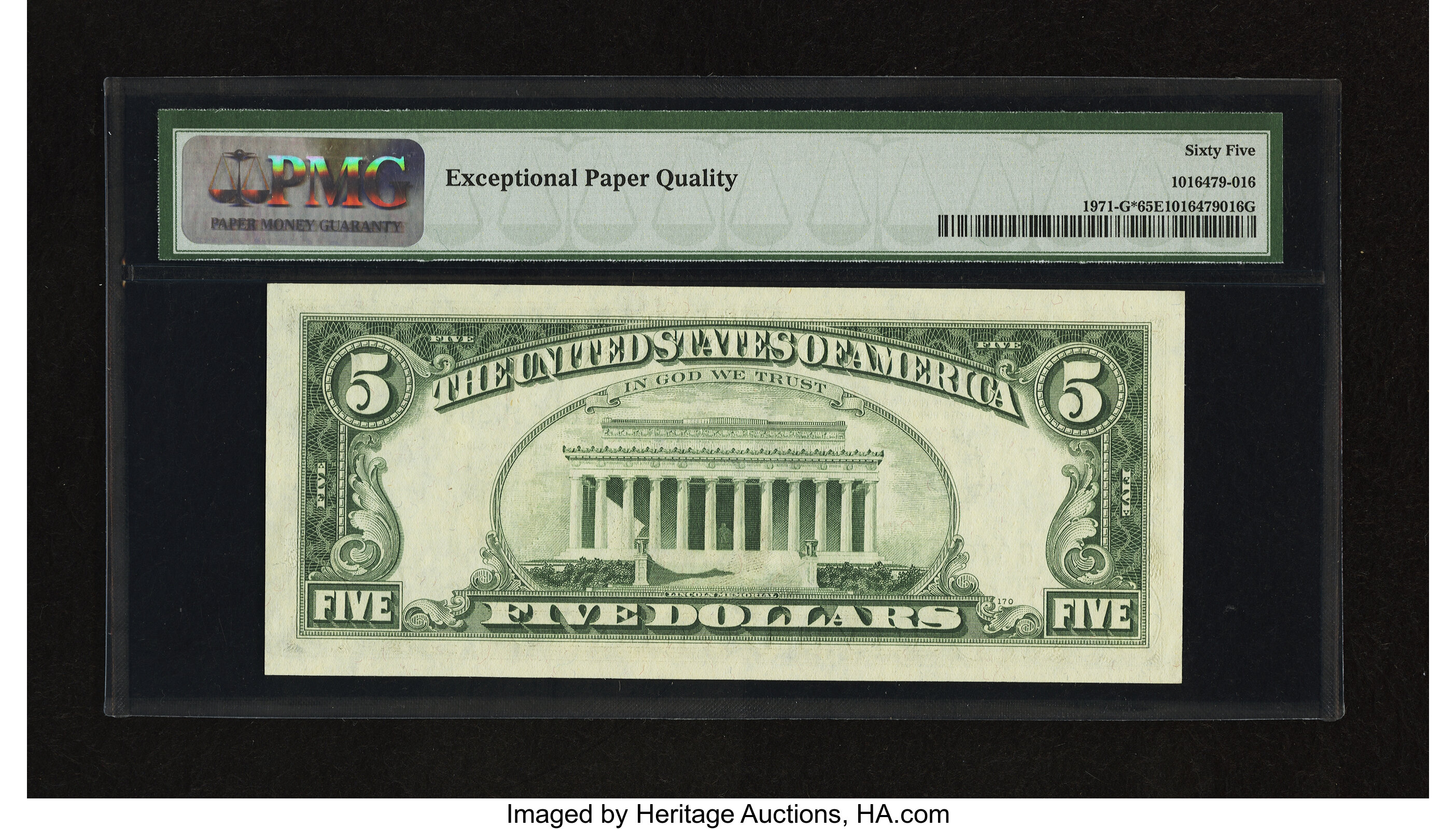 image for: Fr. 1971-G* $5 1969B Federal Reserve Star Note. PMG Gem Uncirculated 65 EPQ....
