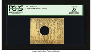 image for: Connecticut July 1, 1780 2s 6d PCGS Apparent Very Fine 35....