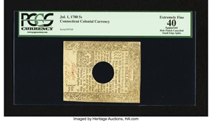 image for: Connecticut July 1, 1780 5s PCGS Apparent Extremely Fine 40....