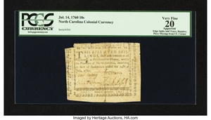 image for: North Carolina July 14, 1760 10s PCGS Apparent Very Fine 20....