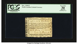 image for: North Carolina December, 1768 £5 PCGS Apparent Very Fine 30....