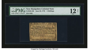 image for: New Hampshire June 26, 1776 4s PMG Fine 12 Net....