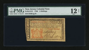 image for: New Jersey 1786 3s PMG Fine 12 Net....
