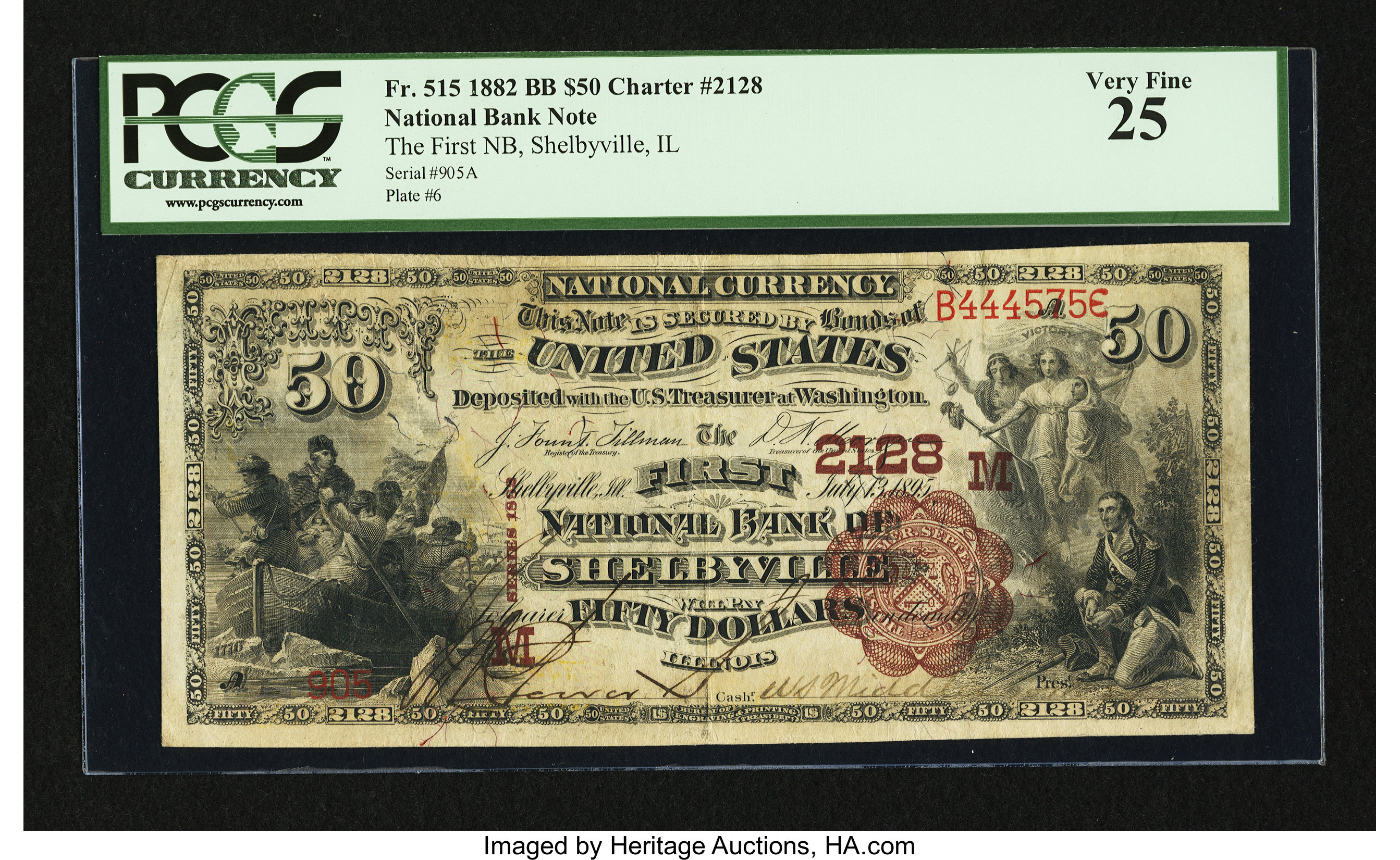 image for: Shelbyville, IL - $50 1882 Brown Back Fr. 515 The First NB Ch. # (M)2128...
