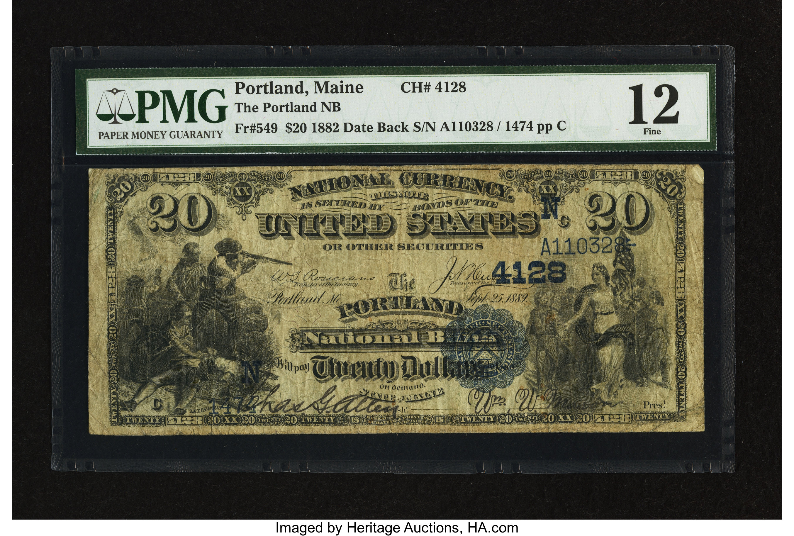 image for: Portland, ME - $20 1882 Date Back Fr. 549 The Portland NB Ch. # (N)4128...