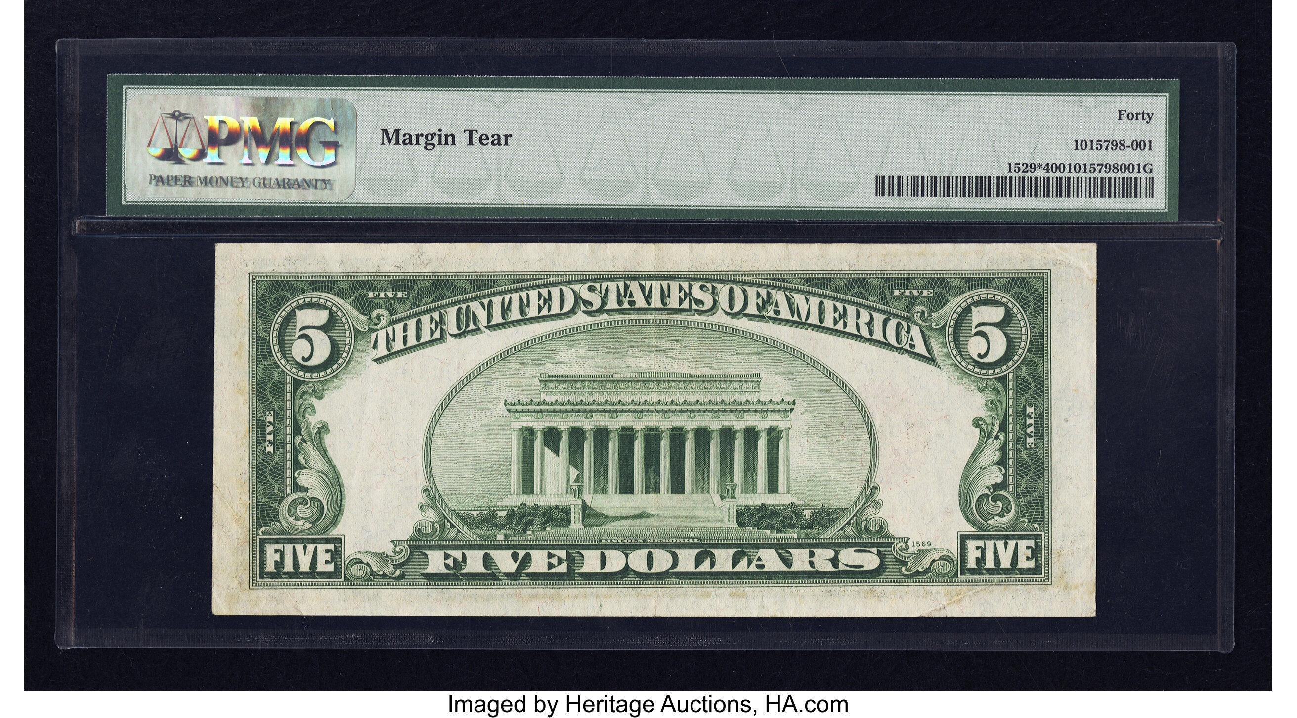 image for: Fr. 1529* $5 1928D Legal Tender Note. PMG Extremely Fine 40....