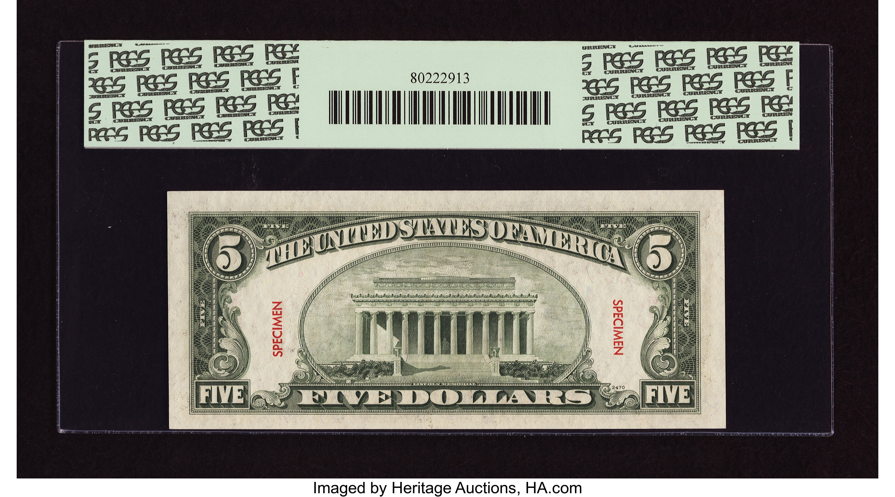 image for: Fr. 1966-G $5 1950E Specimen Federal Reserve Note. PCGS Gem New 65PPQ....
