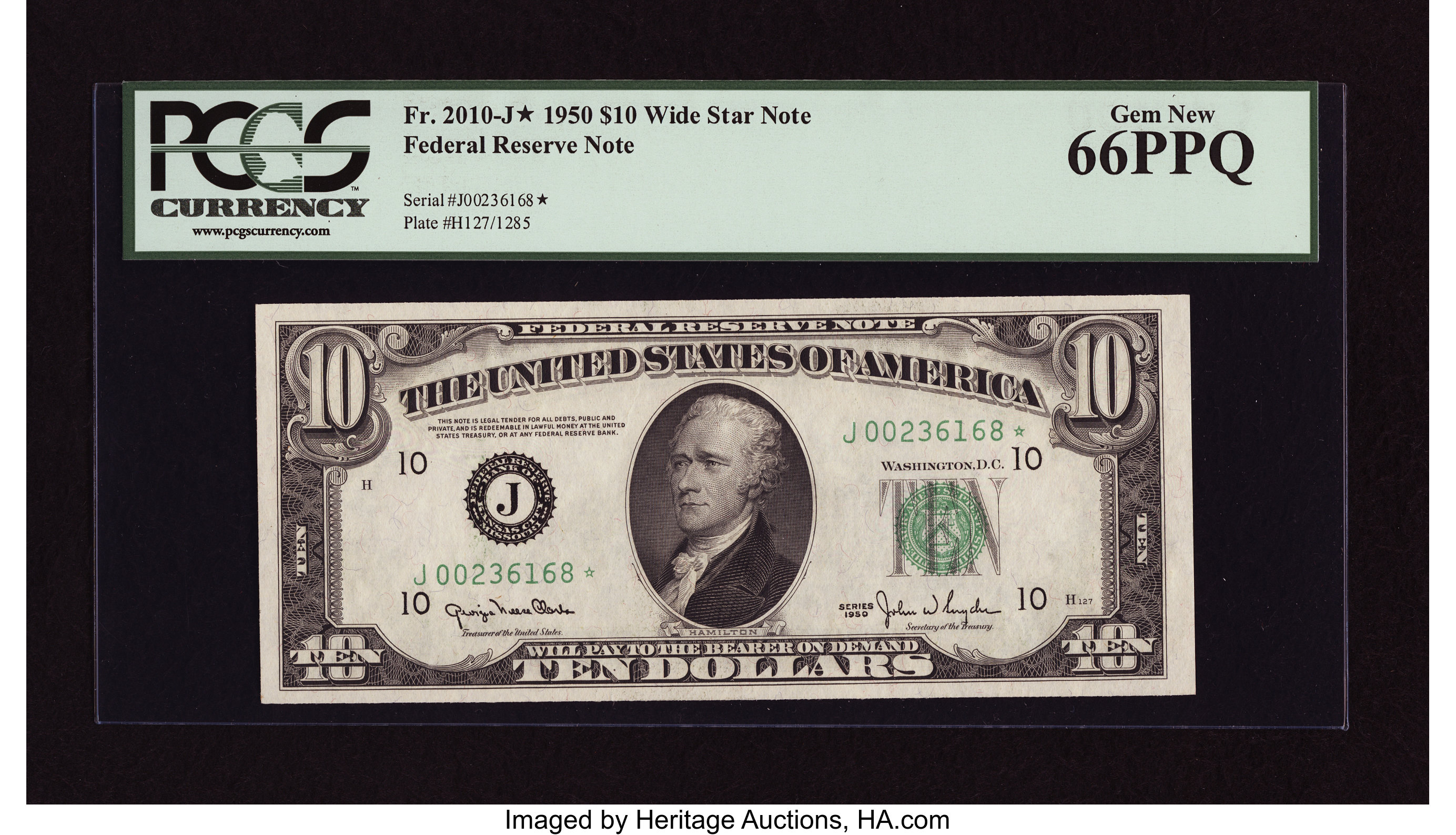 image for: Fr. 2010-J* $10 1950 Federal Reserve Note. PCGS Gem New 66PPQ....